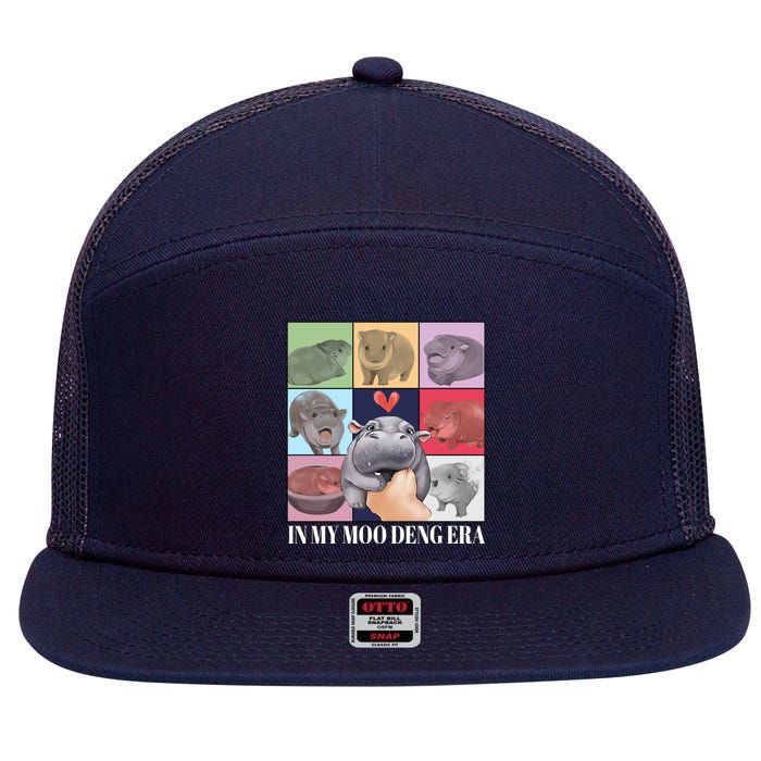 In My Moo Deng Era Funny Hippo Meme 7 Panel Mesh Trucker Snapback Hat