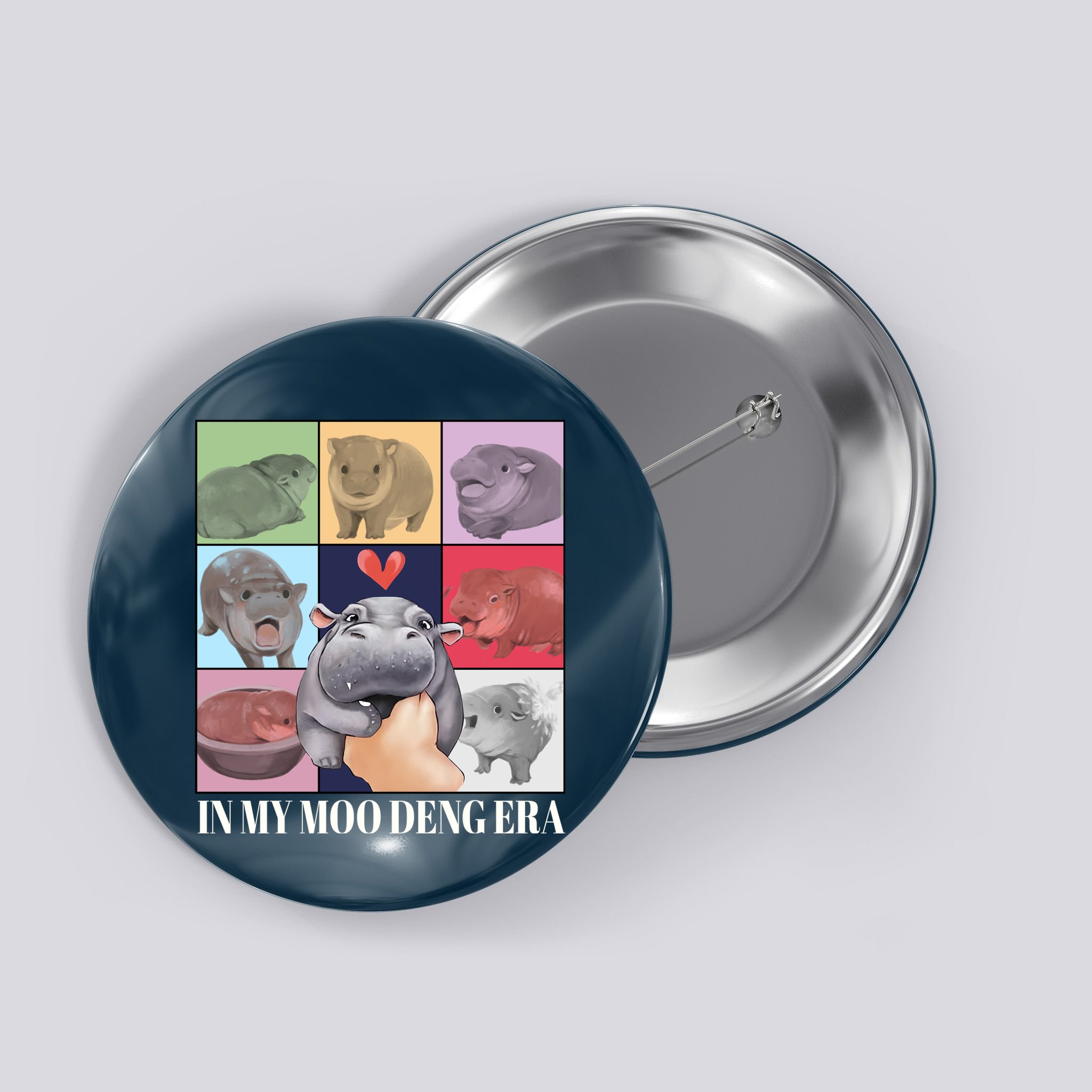 In My Moo Deng Era Funny Hippo Meme Button