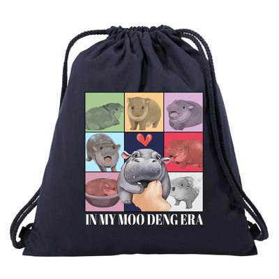 In My Moo Deng Era Funny Hippo Meme Drawstring Bag