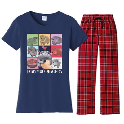 In My Moo Deng Era Funny Hippo Meme Women's Flannel Pajama Set