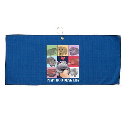 In My Moo Deng Era Funny Hippo Meme Large Microfiber Waffle Golf Towel