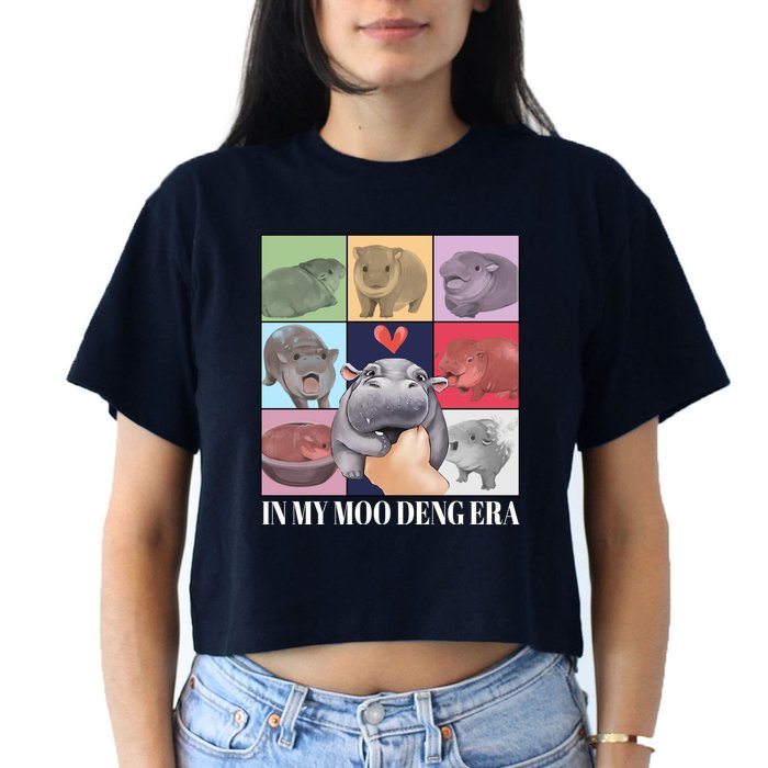 In My Moo Deng Era Funny Hippo Meme Crop Top