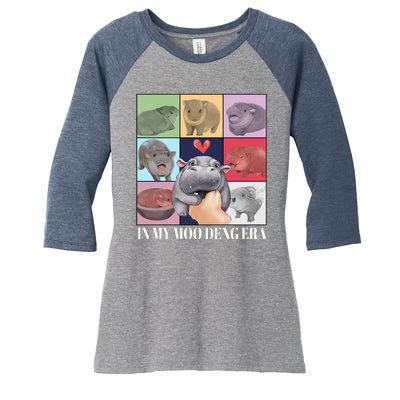 In My Moo Deng Era Funny Hippo Meme Women's Tri-Blend 3/4-Sleeve Raglan Shirt