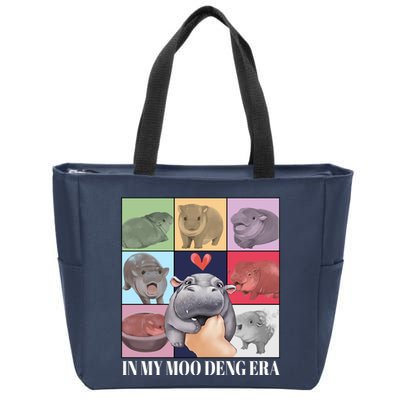 In My Moo Deng Era Funny Hippo Meme Zip Tote Bag