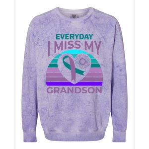 I Miss My Grandson Heart Suicide Awareness Grandma Gift Colorblast Crewneck Sweatshirt