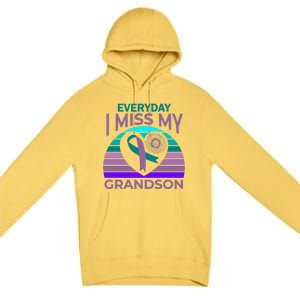 I Miss My Grandson Heart Suicide Awareness Grandma Gift Premium Pullover Hoodie