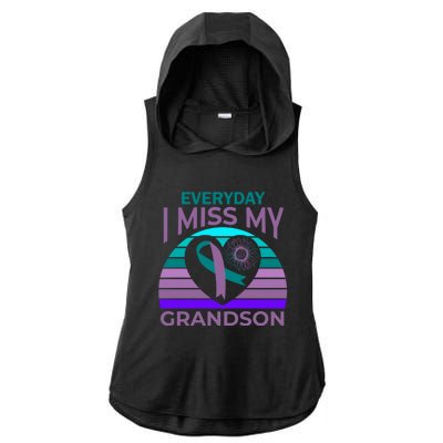 I Miss My Grandson Heart Suicide Awareness Grandma Gift Ladies PosiCharge Tri-Blend Wicking Draft Hoodie Tank