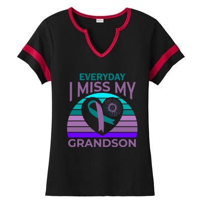 I Miss My Grandson Heart Suicide Awareness Grandma Gift Ladies Halftime Notch Neck Tee