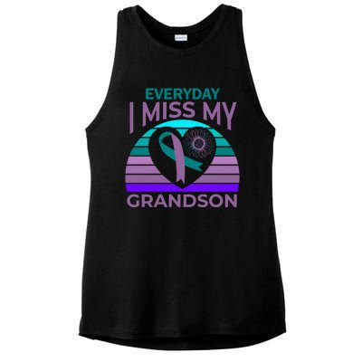 I Miss My Grandson Heart Suicide Awareness Grandma Gift Ladies PosiCharge Tri-Blend Wicking Tank