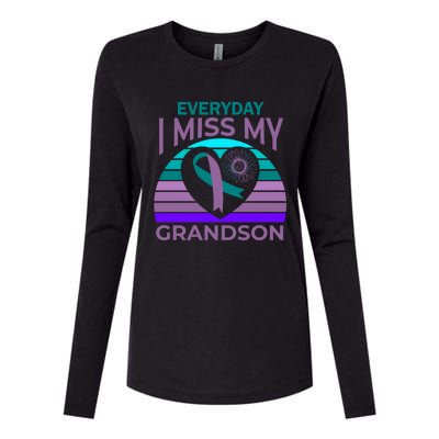 I Miss My Grandson Heart Suicide Awareness Grandma Gift Womens Cotton Relaxed Long Sleeve T-Shirt