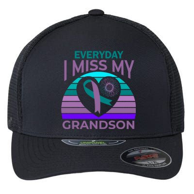 I Miss My Grandson Heart Suicide Awareness Grandma Gift Flexfit Unipanel Trucker Cap