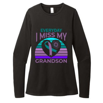 I Miss My Grandson Heart Suicide Awareness Grandma Gift Womens CVC Long Sleeve Shirt