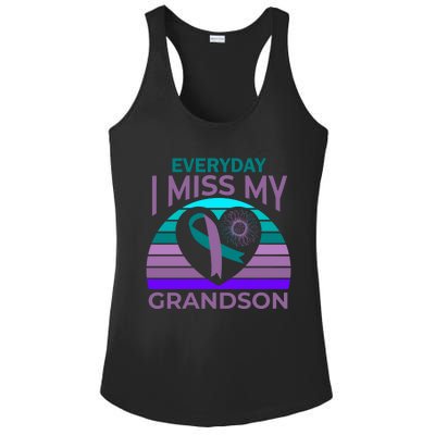 I Miss My Grandson Heart Suicide Awareness Grandma Gift Ladies PosiCharge Competitor Racerback Tank