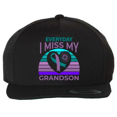 I Miss My Grandson Heart Suicide Awareness Grandma Gift Wool Snapback Cap