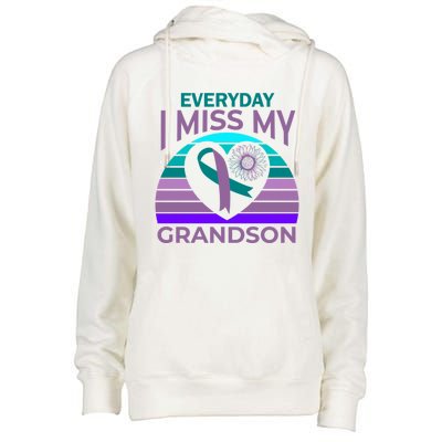 I Miss My Grandson Heart Suicide Awareness Grandma Gift Womens Funnel Neck Pullover Hood