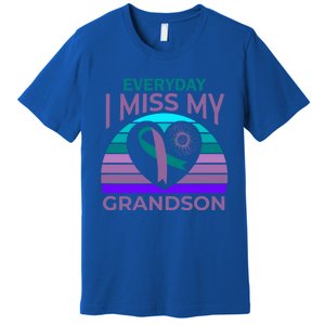 I Miss My Grandson Heart Suicide Awareness Grandma Gift Premium T-Shirt