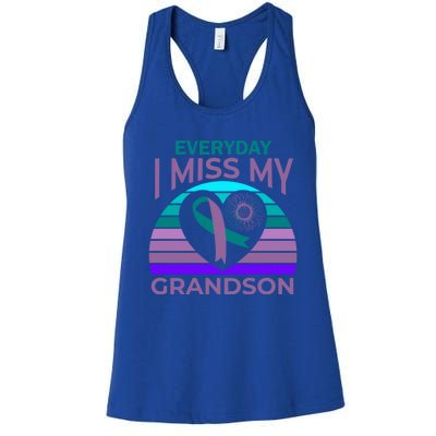 I Miss My Grandson Heart Suicide Awareness Grandma Gift Women's Racerback Tank