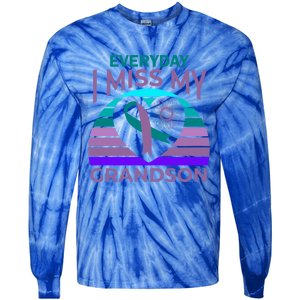 I Miss My Grandson Heart Suicide Awareness Grandma Gift Tie-Dye Long Sleeve Shirt