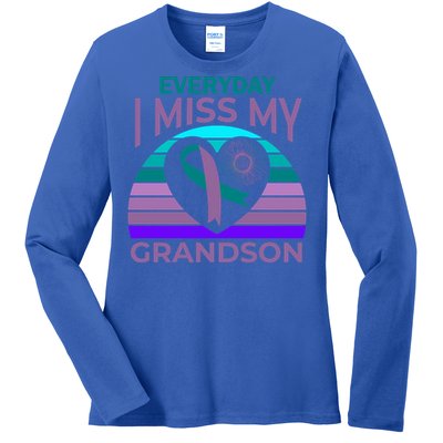 I Miss My Grandson Heart Suicide Awareness Grandma Gift Ladies Long Sleeve Shirt