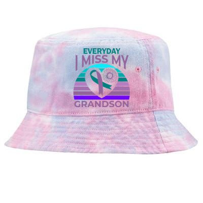 I Miss My Grandson Heart Suicide Awareness Grandma Gift Tie-Dyed Bucket Hat