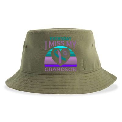 I Miss My Grandson Heart Suicide Awareness Grandma Gift Sustainable Bucket Hat