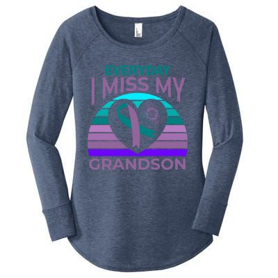 I Miss My Grandson Heart Suicide Awareness Grandma Gift Women's Perfect Tri Tunic Long Sleeve Shirt