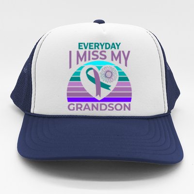 I Miss My Grandson Heart Suicide Awareness Grandma Gift Trucker Hat