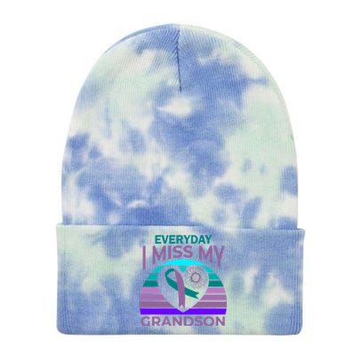 I Miss My Grandson Heart Suicide Awareness Grandma Gift Tie Dye 12in Knit Beanie