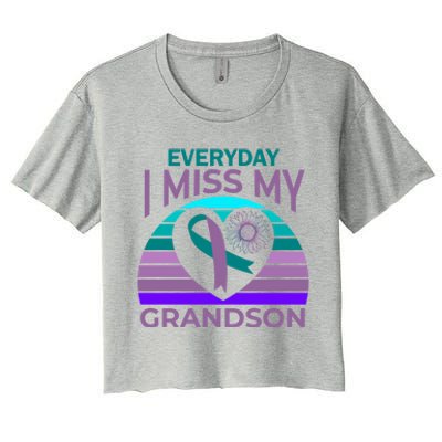 I Miss My Grandson Heart Suicide Awareness Grandma Gift Women's Crop Top Tee