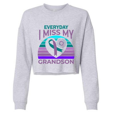 I Miss My Grandson Heart Suicide Awareness Grandma Gift Cropped Pullover Crew