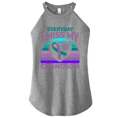 I Miss My Grandson Heart Suicide Awareness Grandma Gift Women's Perfect Tri Rocker Tank