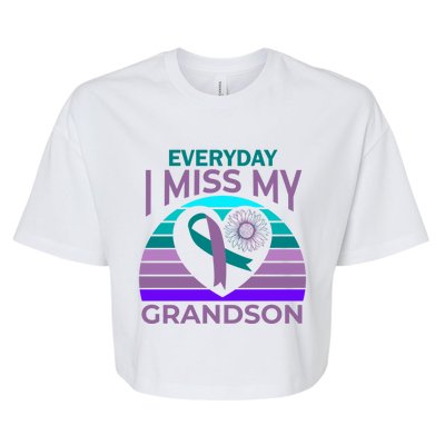 I Miss My Grandson Heart Suicide Awareness Grandma Gift Bella+Canvas Jersey Crop Tee