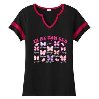 In My Mom Era Groovy Butterfly Gift For Mom Mothers Day Ladies Halftime Notch Neck Tee