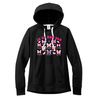 In My Mom Era Groovy Butterfly Gift For Mom Mothers Day Women's Fleece Hoodie