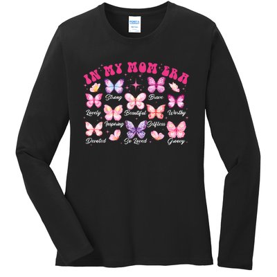 In My Mom Era Groovy Butterfly Gift For Mom Mothers Day Ladies Long Sleeve Shirt