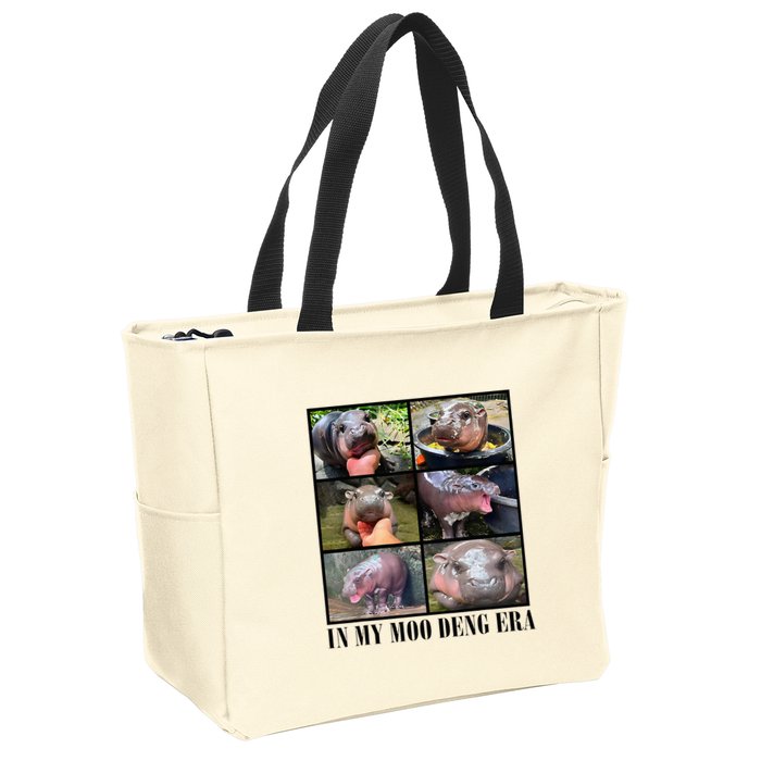 In My Moo Deng Era  Moo Deng Lover Zip Tote Bag