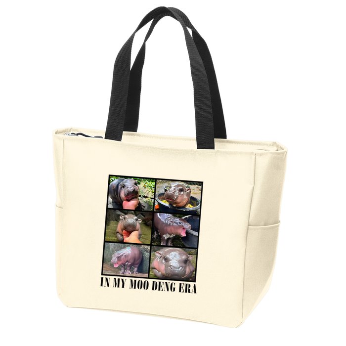 In My Moo Deng Era  Moo Deng Lover Zip Tote Bag
