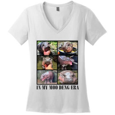 In My Moo Deng Era  Moo Deng Lover Women's V-Neck T-Shirt