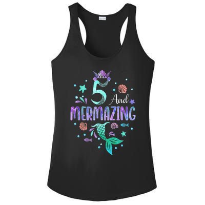 Its My Mermazing 5th Birthday Mermaid Girl Theme 5 Yrs Old Ladies PosiCharge Competitor Racerback Tank