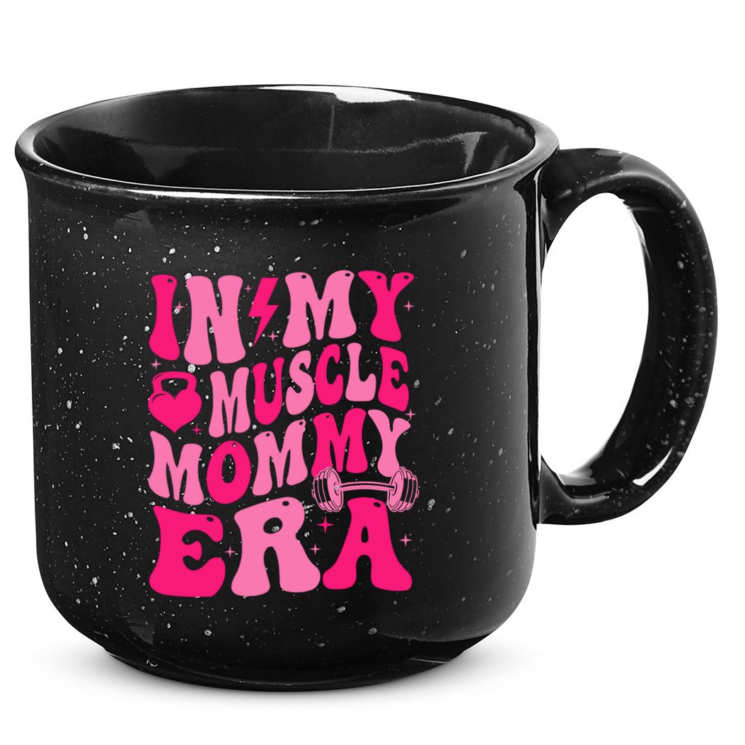 In My Muscle Mommy Era Groovy 15oz Campfire Ceramic Mug