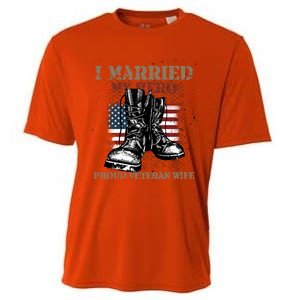 I Married My Hero Proud Veteran Wife Proud Us Veteran Cute Gift Cooling Performance Crew T-Shirt