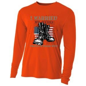 I Married My Hero Proud Veteran Wife Proud Us Veteran Cute Gift Cooling Performance Long Sleeve Crew