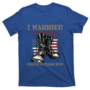 I Married My Hero Proud Veteran Wife Proud Us Veteran Cute Gift T-Shirt