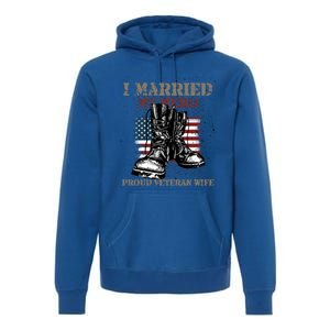 I Married My Hero Proud Veteran Wife Proud Us Veteran Cute Gift Premium Hoodie