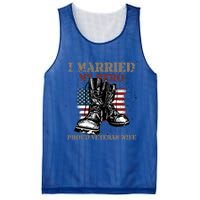 I Married My Hero Proud Veteran Wife Proud Us Veteran Cute Gift Mesh Reversible Basketball Jersey Tank