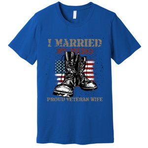 I Married My Hero Proud Veteran Wife Proud Us Veteran Cute Gift Premium T-Shirt