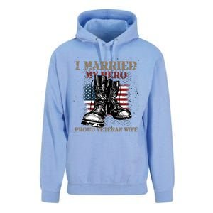 I Married My Hero Proud Veteran Wife Proud Us Veteran Cute Gift Unisex Surf Hoodie