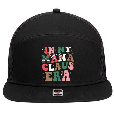 In My Mama Claus Era Christmas 7 Panel Mesh Trucker Snapback Hat