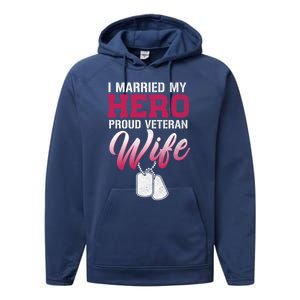 I Married My Hero Proud Veteran Wife Gift VeteranS Day Gift Performance Fleece Hoodie