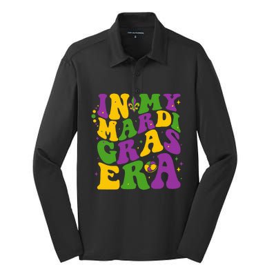 In My Mardi Gras Era Festival Retro Carnival Party Holiday Silk Touch Performance Long Sleeve Polo